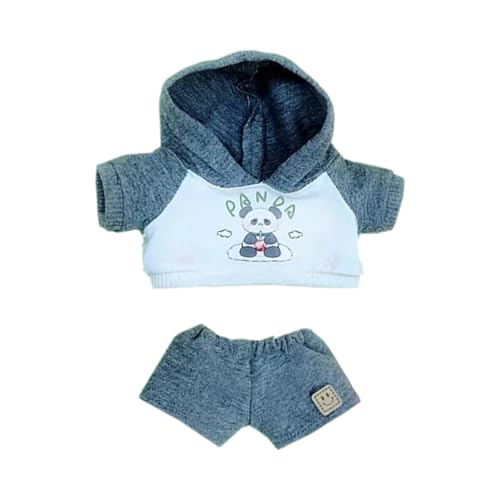 niannyyhouse 20 cm Plüschpuppenkleidung Fuchs Panda Welpe Hoodie Hose 20,3 cm Puppenzubehör (grau) von niannyyhouse