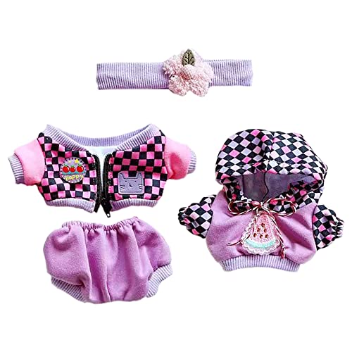 niannyyhouse 20 cm große Plüschpuppenkleidung, Stirnband, Kapuzenpullover, Mantel, Hose, Puppenverkleidungen (lila) von niannyyhouse