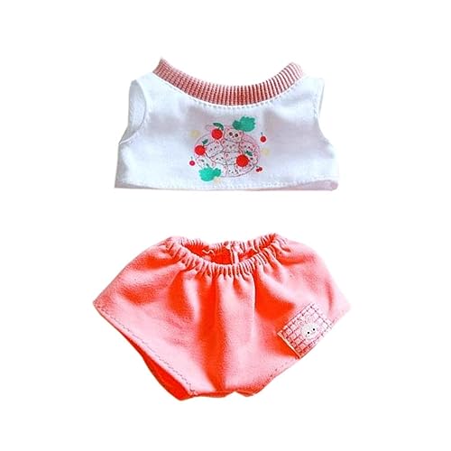 niannyyhouse 20 cm große Plüschpuppenkleidung, kurze Weste, T-Shirt, Hose, 20,3 cm, weiches Plüschtier, Verkleidungszubehör (Rosa) von niannyyhouse