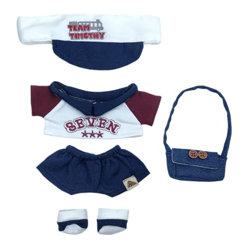 niannyyhouse 20 cm große Plüschpuppenkleidung, leerer Zylinder, T-Shirt, Hose, Schuhe, Rucksack, Schul-Outfit, 20,3 cm Puppenverkleidung von niannyyhouse