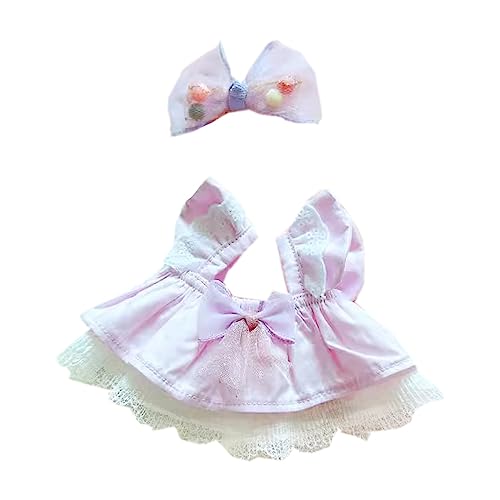 niannyyhouse 20 cm große Plüschpuppenkleidung, lose einfarbige Kleidung, Kopfbedeckung, weiches gefülltes Plüschtier, Verkleidungszubehör (lila) von niannyyhouse