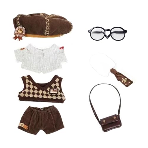 niannyyhouse 20 cm Plüschpuppe, Kleidung, Hut, Hemd, Weste, Hose, Krawatte, Rucksack, Brille, Briefbot, Set, 20,3 cm, Puppenzubehör niannyyhouse 20 cm Plüschpuppe, Kleidung, Hut, Hemd, Weste, Hose, Krawatte, Rucksack, Brille, Briefbot, Set, 20,3 cm, Puppenzubehör von niannyyhouse