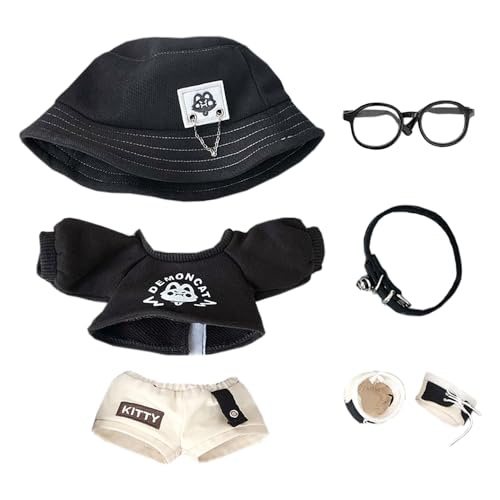 niannyyhouse 20 cm große Plüschpuppe, Kleidung, Hut, langärmelig, T-Shirt, Hose, Brille, Halskette, Schuhe, Dämonen-Outfit, 20,3 cm Puppenzubehör niannyyhouse 20 cm große Plüschpuppe, Kleidung, Hut, langärmelig, T-Shirt, Hose, Brille, Halskette, Schuhe, Dämonen-Outfit, 20,3 cm Puppenzubehör von niannyyhouse