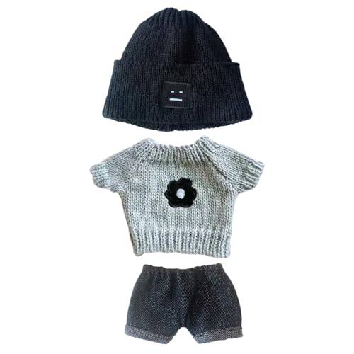 niannyyhouse 20cm Plüsch Puppe Kleidung Quadrat Gesicht Hut Pullover Jeans 8in Stuffed Doll Dressup (A-5) von niannyyhouse