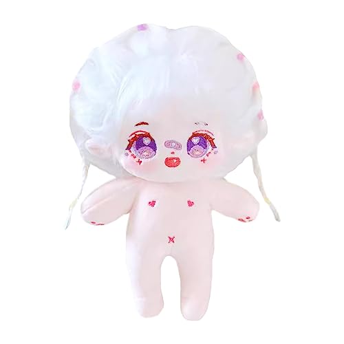 niannyyhouse 20cm Plüsch Puppe Weiß Haar Mädchen Humanoide Gefüllte Körper kein Attribut 8 Zoll Normaler Körper Tragbare Kleidung Dress Up Geschenke (10-with Skelett) von niannyyhouse