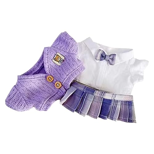 niannyyhouse 20cm Plüschpuppe Kleidung Mantel Weißes Hemd JK Rock College Style Strickjacke Anzug 8in Weiches Plüschpuppe Zubehör (Lila) von niannyyhouse