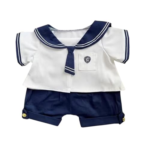 niannyyhouse 40cm Plüsch Puppe Seemann Kleidung Shirts Hosen Navy Anzüge Sitzen Puppen Dress Up Zubehör (Marineblau) von niannyyhouse