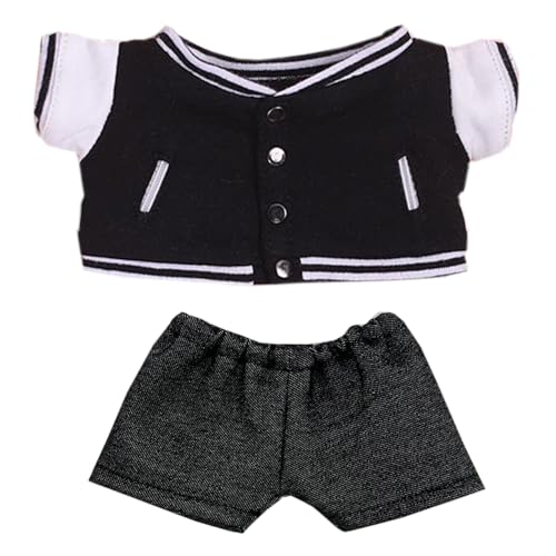niannyyhouse Baseballjacke Jeans 20 cm Plüschpuppenkleidung 20,3 cm Puppenzubehör (schwarz) von niannyyhouse