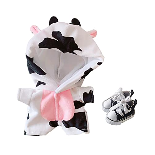 niannyyhouse Dinosaurier Hai Kuh Kaninchen Einhorn Anzug 20cm Plüsch Puppe Kleidung Strampler Schuhe Schlafanzug Puppe Dress Up (Schwarz+Weiß) von niannyyhouse