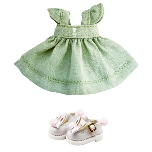 niannyyhouse OB11 1/12 BJD Doll Clothes Dress Bunny Shoes 10.9 cm Action Figures Doll Dressup (Grün) von niannyyhouse
