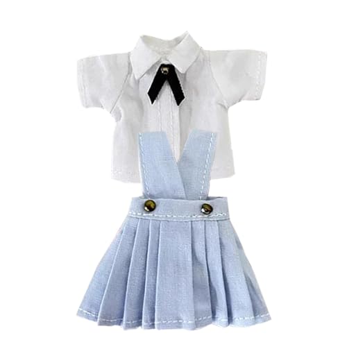 niannyyhouse OB11 Doll Clothes White Shirt JK Uniform Skirt 1/12 Scale 10.9 cm Action Figure Outfit (Light Blue) von niannyyhouse