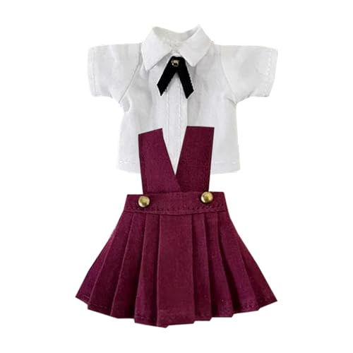 niannyyhouse OB11 Doll Clothes White Shirt JK Uniform Skirt 1/12 Scale 10.9 cm Action Figure Outfit (Red) von niannyyhouse