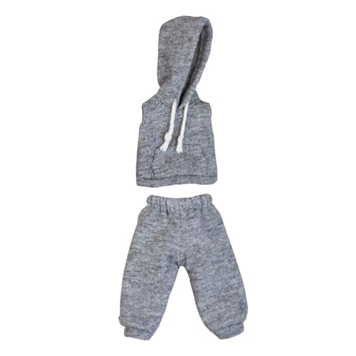 niannyyhouse OB11 Puppenkleider, ärmelloser Hoodie mit Hose, Maßstab 1/12, BJD-Actionfigur-Zubehör (Grau) von niannyyhouse