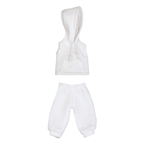 niannyyhouse OB11 Puppenkleider, ärmelloser Hoodie mit Hose, Maßstab 1/12, BJD-Actionfigur-Zubehör (Weiß) von niannyyhouse