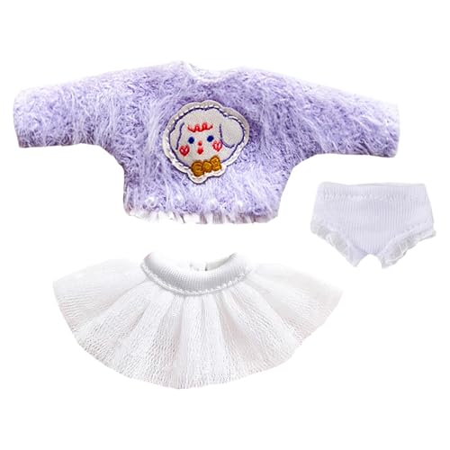 niannyyhouse OB11 Puppenkleider-Set, Maßstab 1/12, Tierdrucke, Pullover, weißer Tüllrock, Unterwäsche, Actionfigur-Outfit (Lila) von niannyyhouse