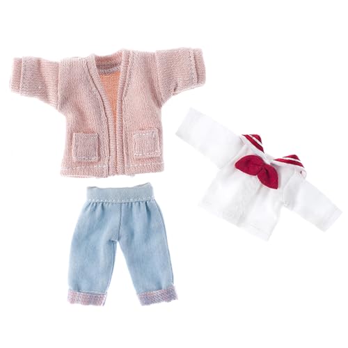 niannyyhouse OB11 Puppenkleidung 1/12 Maßstab Pullover Weiß Hemd Jeans Action Figur Outfit (Rosa) von niannyyhouse