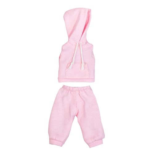 niannyyhouse OB11 Puppenkleidung Ärmelloser Hoodie mit Hose Maßstab 1/12 BJD Actionfigur Zubehör (Rosa) von niannyyhouse