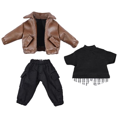 niannyyhouse OB11 Puppenkleidung Jacke Set, Maßstab 1/12, Mantel, Hose, Pullover, Actionfigur-Outfit (Braun) von niannyyhouse