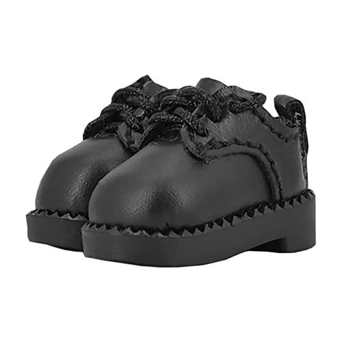 niannyyhouse Ob11 Matte Rundkopf Vintage Leder Schuhe 1/12 BJD Puppe Körperzubehör (schwarz) von niannyyhouse