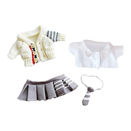 niannyyhouse 20 cm Plüschpuppenkleidung, Pullover, weißes Hemd, Krawatte, JK-Rock, 20,3 cm, Kpop Stoffpuppenkleidung niannyyhouse 20 cm Plüschpuppenkleidung, Pullover, weißes Hemd, Krawatte, JK-Rock, 20,3 cm, Kpop Stoffpuppenkleidung von niannyyhouse