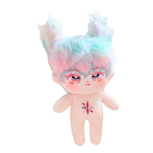 niannyyhouse Plüschpuppe, 20 cm, rot, bunt, braunes Haar, Junge, humanoider Stoffkörper, kein Attribut, tragbare Kleidung (2 mit Skelett) von niannyyhouse