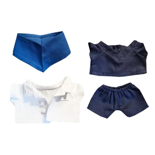 niannyyhouse Plüschpuppe Arzt Outfit Set mit Kopfbedeckung, Mantel, Hemd, Hose, Zubehör für 15-17 cm Stofftiere (Marineblau) von niannyyhouse