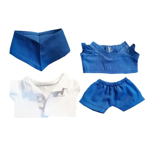 niannyyhouse Plüschpuppe Arzt Outfit Set mit Kopfbedeckung, Mantel, Hemd, Hose, Zubehör für 15-17cm Stofftiere (Blau) von niannyyhouse