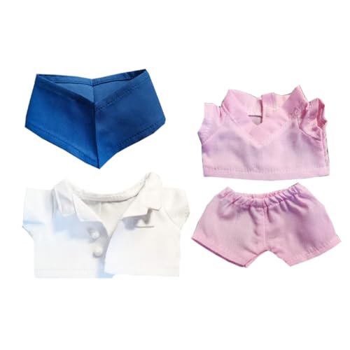 niannyyhouse Plüschpuppe Arzt Outfit Set mit Kopfbedeckung, Mantel, Hemd, Hose, Zubehör für 15-17cm Stofftiere (Rosa) von niannyyhouse