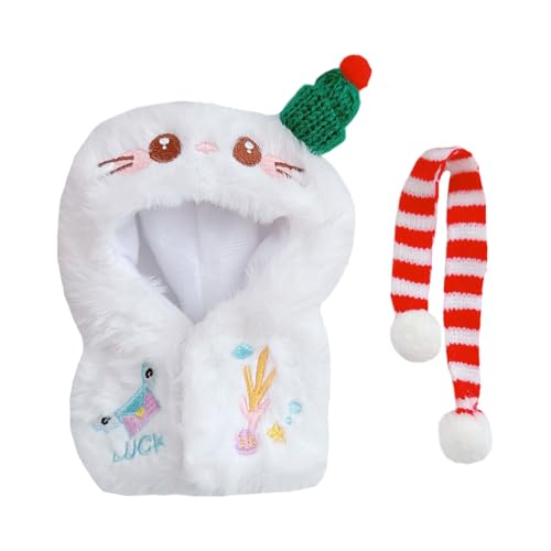 niannyyhouse Plüschpuppen-Kleidung, Pinguin-Hoodie-Schal, Stofftier-Verkleidungszubehör, 10-15 cm Größe (Weiß) von niannyyhouse
