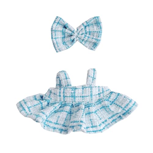 niannyyhouse Plüschpuppen-Kleidungsset, Fliege, Strapsrock, Outfit, weiches Stofftierzubehör, 10-15 cm (Blau) von niannyyhouse