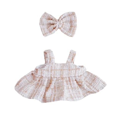 niannyyhouse Plüschpuppen-Kleidungsset, Fliege, Strapsrock, Outfit, weiches Stofftierzubehör, 10-15 cm (Braun) von niannyyhouse