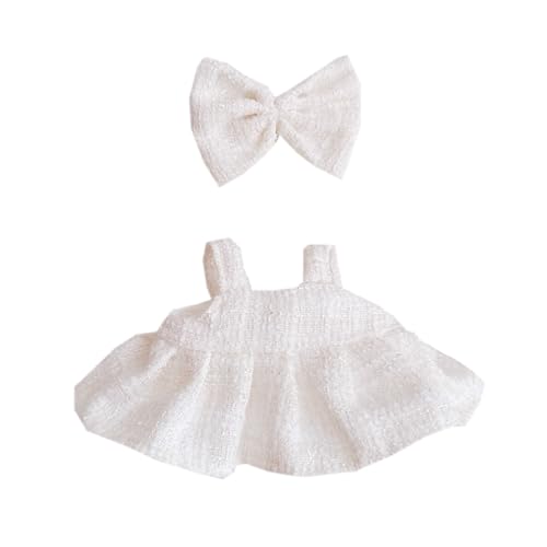niannyyhouse Plüschpuppen-Kleidungsset, Fliege, Strapsrock, Outfit, weiches Stofftierzubehör, 10-15 cm (Weiß) von niannyyhouse