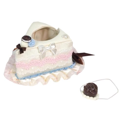 niannyyhouse Plüschpuppenkleider-Set, Kuchenmuster-Kopfbedeckung, 10,2–15,2 cm, Stofftiere, Verkleidungszubehör (Beige) von niannyyhouse