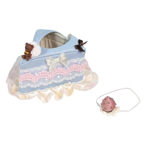 niannyyhouse Plüschpuppenkleider-Set, Kuchenmuster-Kopfbedeckung, 10,2–15,2 cm, Stofftiere, Verkleidungszubehör (Blau) von niannyyhouse
