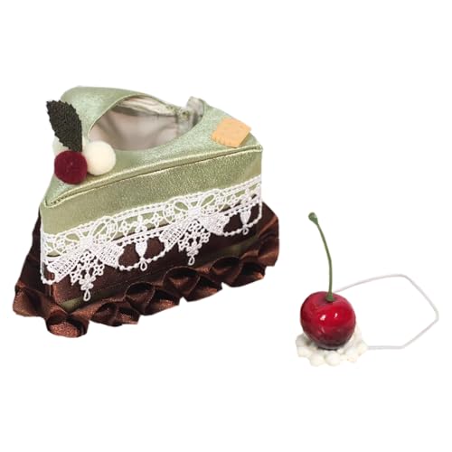 niannyyhouse Plüschpuppenkleider-Set, Kuchenmuster-Kopfbedeckung, 10,2–15,2 cm, Stofftiere, Verkleidungszubehör (Grün + Braun) von niannyyhouse