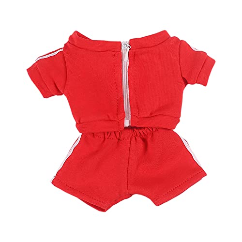 niannyyhouse Plüschpuppenkleidung, einfarbig, Mantel, Hose, Sportbekleidung, Outfit, Puppenzubehör, 10 cm, 10 cm, Rot von niannyyhouse