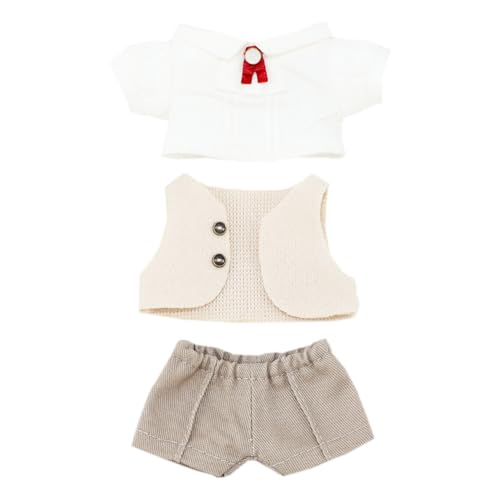 niannyyhouse Puppenkleider-Set mit Hemd, Weste und Hose für 17 cm und 15 cm gefüllte Puppen, Verkleidungszubehör (Rot) von niannyyhouse