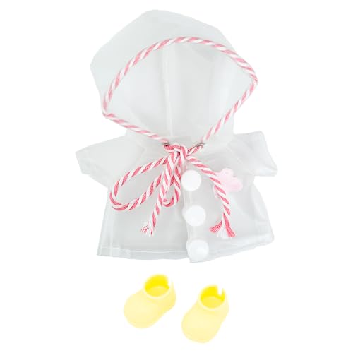 niannyyhouse Puppenkleiderzubehör-Set, Regenmantel und Schuhe für 15-17 cm große Puppen, Dress Up Collection (Rosa+Gelb) von niannyyhouse