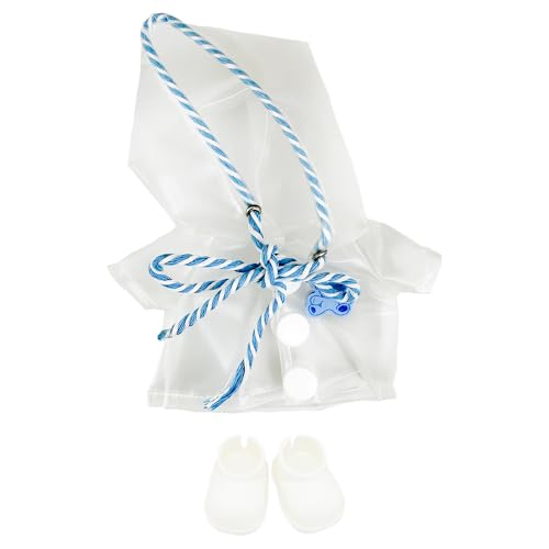 niannyyhouse Puppenkleiderzubehör-Set, Regenmantel und Schuhe für 15-17 cm große Puppen, Dress Up Collection (blau+weiß) von niannyyhouse