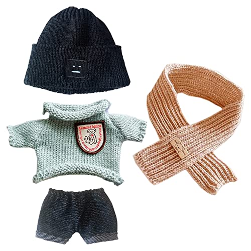 niannyyhouse Puppenkleidung, Hut, gerollter Pullover, Jeans, 20,3 cm, Plüschpuppe, Schwarz von niannyyhouse