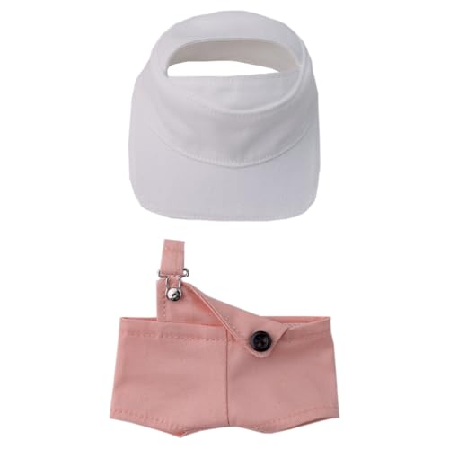 niannyyhouse Puppenkleidung, offener Hut, Overall, Puppenkleidung, 15 cm, 17 cm, Weiß + Rosa von niannyyhouse