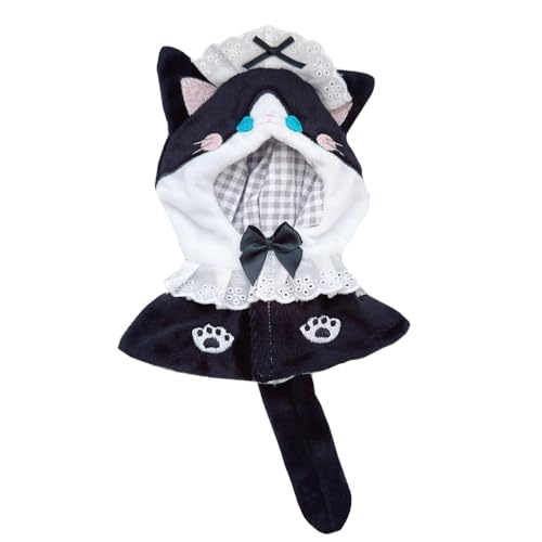 niannyyhouse Puppenkleidung Dienstmädchenumhang mit Tierform, Verkleidungszubehör für 15cm-17cm gefüllte Puppen (Schwarz+Weiß) von niannyyhouse