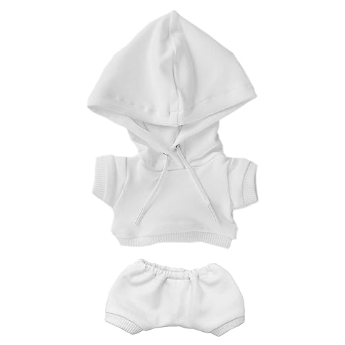 Niannyyhouse Puppenkleidung Plüsch Elastisch Robust Sport Kostüm Hoodie Hosen Weiche Plüsch Zubehör 20cm Weiß von niannyyhouse
