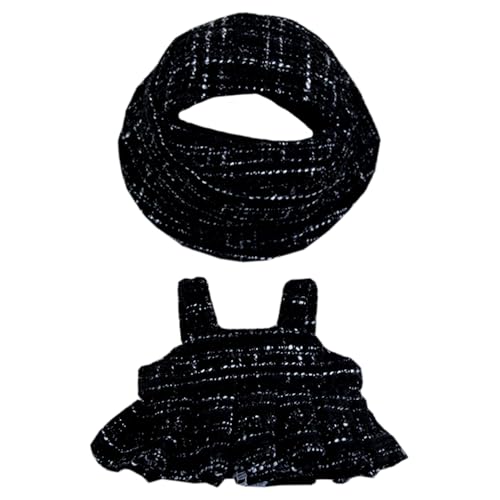 niannyyhouse Puppenkleidungsset mit Hut und Strapsrock, 15-17 cm Plüschpuppenzubehör (Schwarz) von niannyyhouse