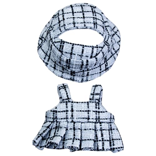 niannyyhouse Puppenkleidungsset mit Hut und Strapsrock, 15-17 cm Plüschpuppenzubehör (Weiß) von niannyyhouse