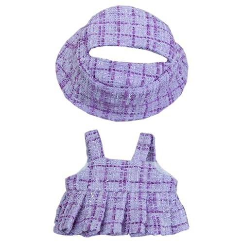 niannyyhouse Puppenkleidungsset mit Hut und Strapsrock, 15-17 cm Plüschpuppenzubehör (lila) von niannyyhouse