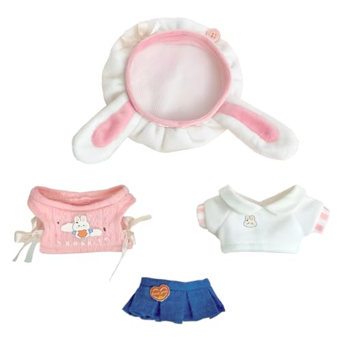 niannyyhouse Schuluniform Plüsch Puppe Kleidung Set 4 Stück Outfit für 10-15cm Stofftiere Zubehör für kleine Plüschtiere (Rosa) von niannyyhouse