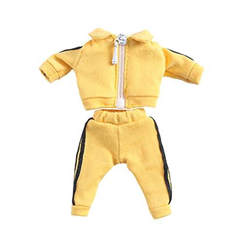 niannyyhouse Uniformen Anzug Feste Farbe Sportbekleidung Kleidung Kleid bis 1/12 BJD OB11 Puppe 4,3 Zoll (11 cm) Körper Kleidung Zubehör (Gelb) von niannyyhouse