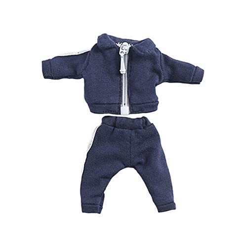 niannyyhouse Uniformen Anzug Feste Farbe Sportbekleidung Kleidung Kleid bis 1/12 BJD OB11 Puppe 4,3 Zoll (11 cm) Körper Kleidung Zubehör (Marineblau) von niannyyhouse