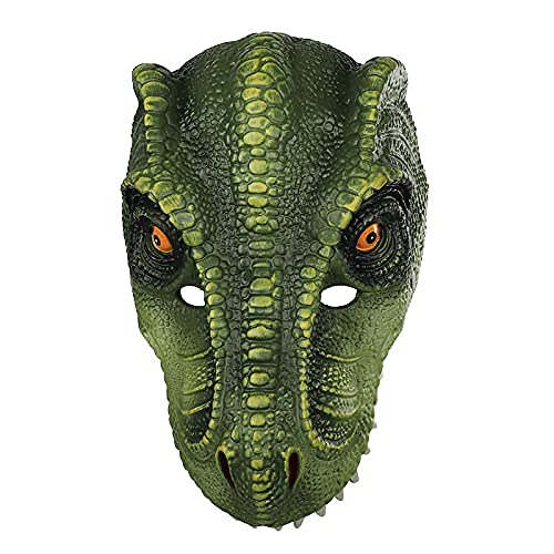 Dinosaurier Tyrannosaurus Maske Tier Halbmaske Monster Raptor Kopfmaske Maskerade Halloween Verkleidung, Grün , Medium von nice--buy